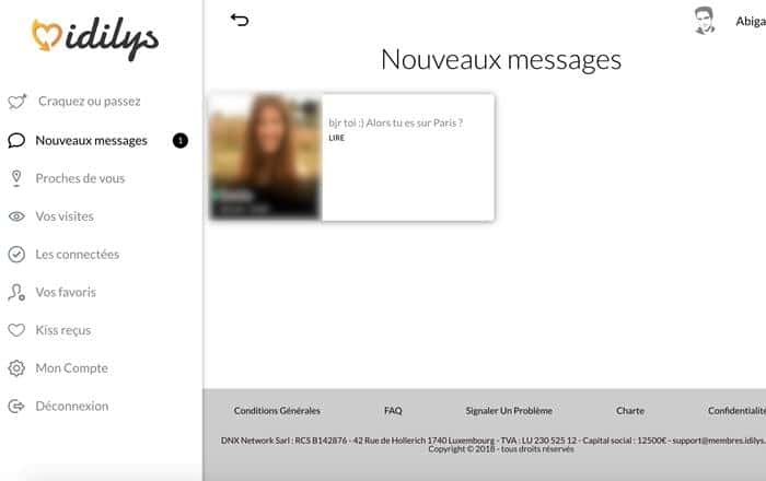 Présentation de la page messagerie et contacts