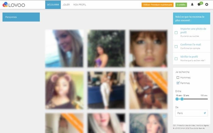Lovoo recherche de profils inscrits