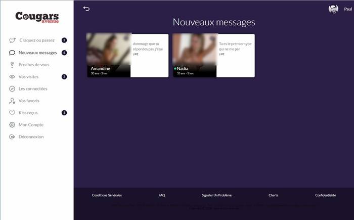 Page de messagerie du site