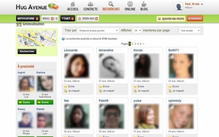 Page de recherche de profils