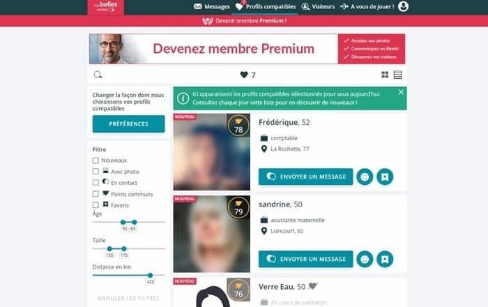 Page de recherche avancée de membres