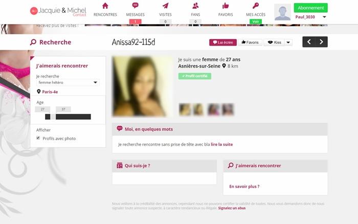 Profil de femme à rencontrer sur le site