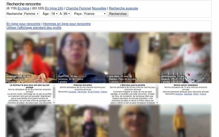 Page de recherche d'inscrits