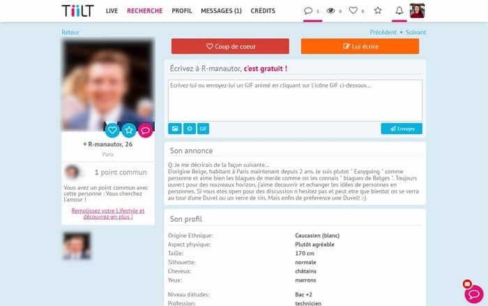 Exemple de profil homme