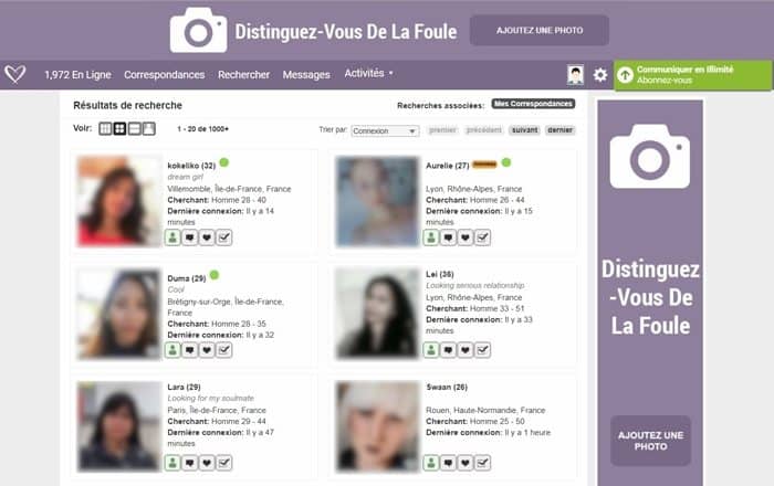 Présentation de la page de recherche avancée d'inscrits