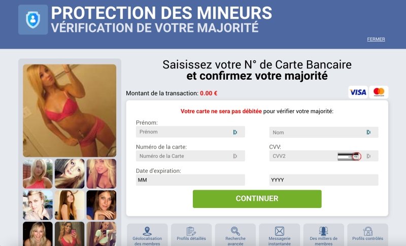 Page de paiement du site