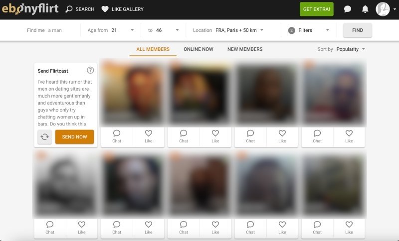 Page de présentation des profils sur le site